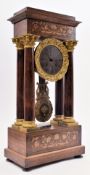 19TH CENTURY FRENCH ROSEWOOD & MARQUETRY PORTICO CLOCK