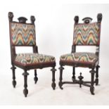TWO VICTORIAN 19TH CENTURY OAK GOTHIC REVIVAL DINING CHAIRS