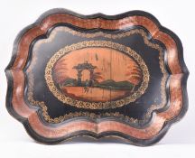 EARLY 19TH CENTURY REGENCY CHINOISERIE TOLEWARE TRAY