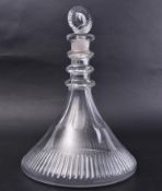 EARLY 19TH CENTURY GEORGE III CUT GLASS SHIPS DECANTER