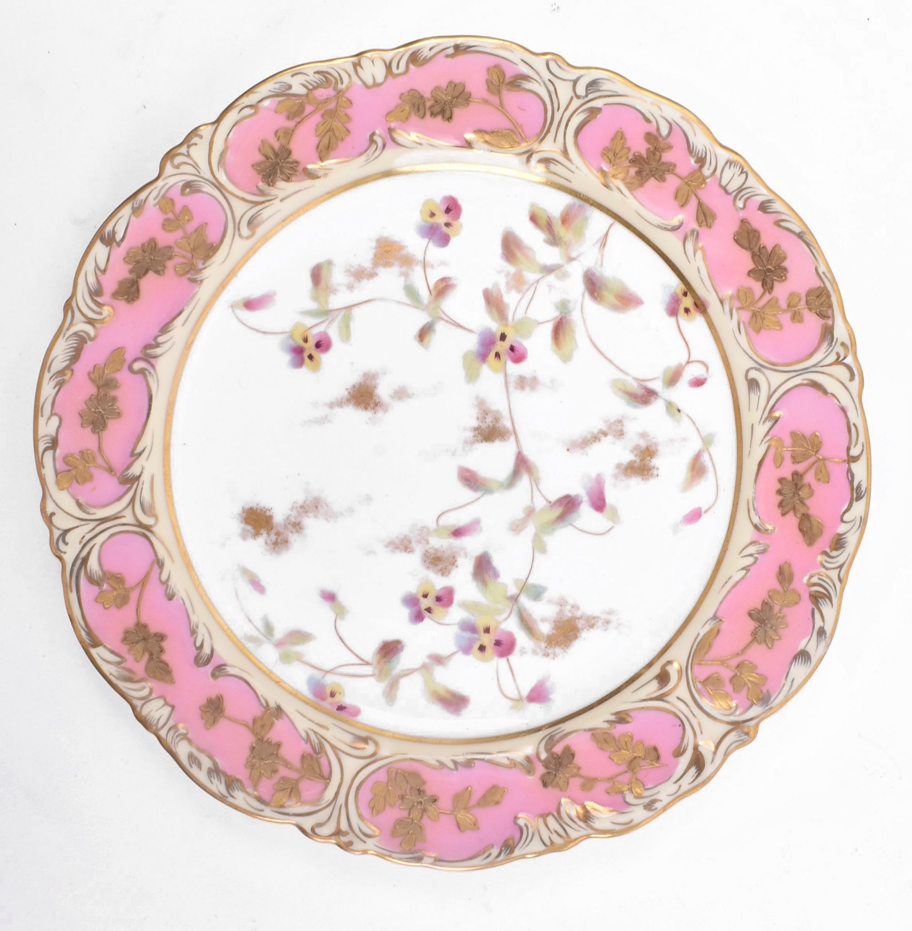 VICTORIAN ENGLISH FINE BONE CHINA HAND PAINTED DESSERT SET - Image 5 of 7