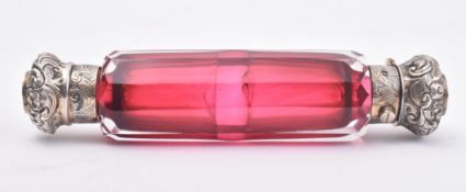 VICTORIAN RUBY GLASS DOUBLE-ENDED SCENT BOTTLE PHIAL