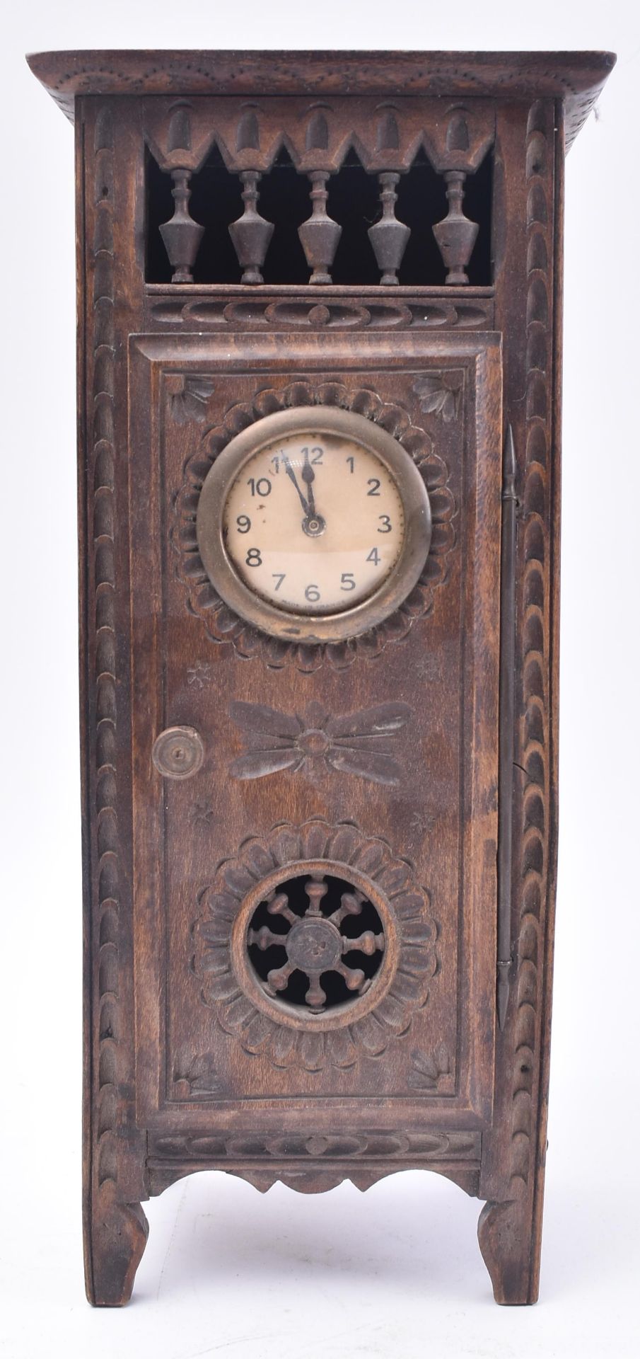 19TH FRENCH BRETON OAK MANTEL COLUMN LONGCASE CLOCK - Image 2 of 6