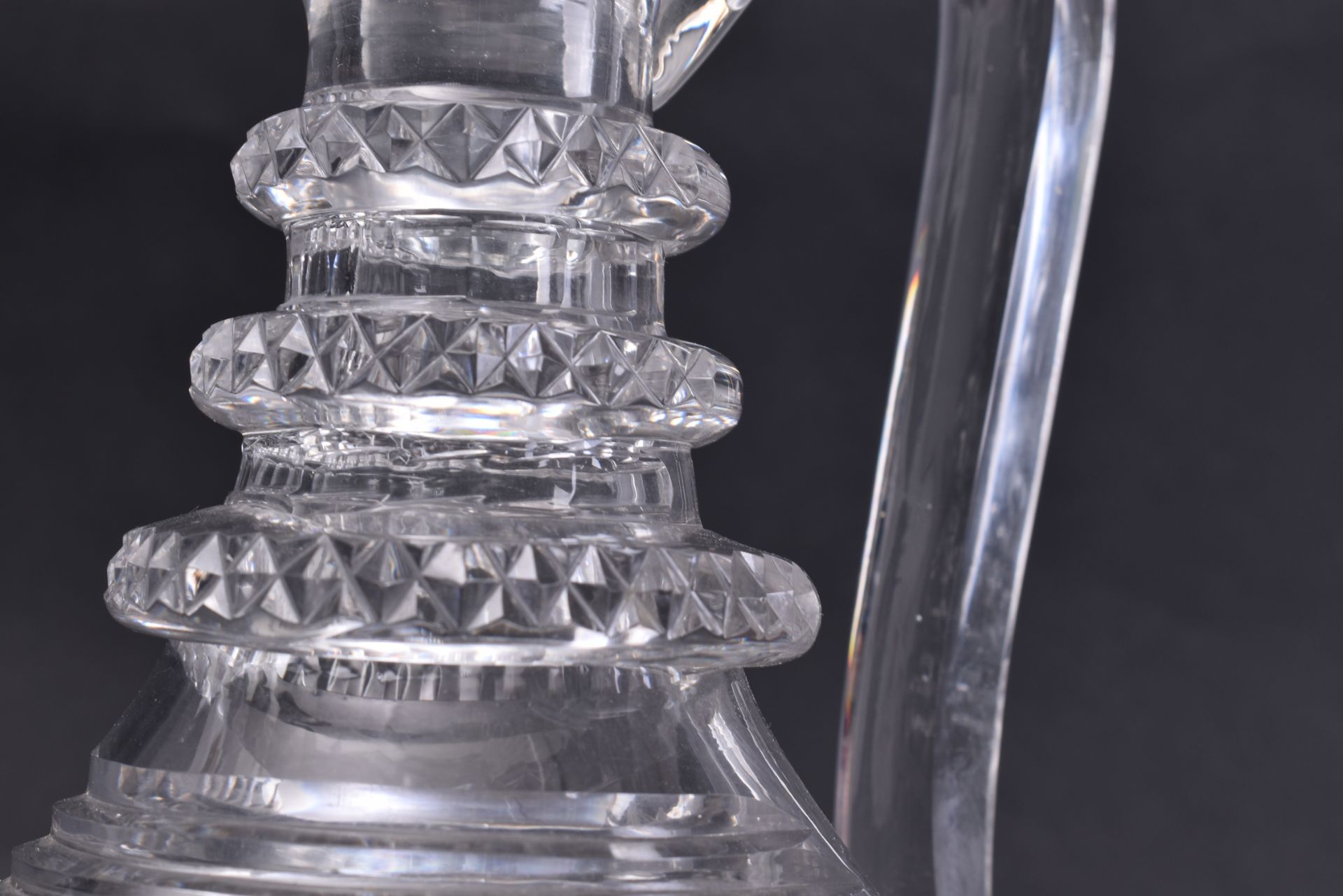 EARLY 19TH CENTURY CLARET JUG WITH 6 CUT GLASS DRAM GLASSES - Image 2 of 6