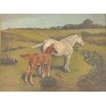 AFTER SIR ALFRED MUNNINGS - HORSE AND FOAL OIL PAINTING