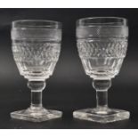 REGENCY ERA MID 19TH CENTURY CRYSTAL DIAMOND CUT WINE GLASSES