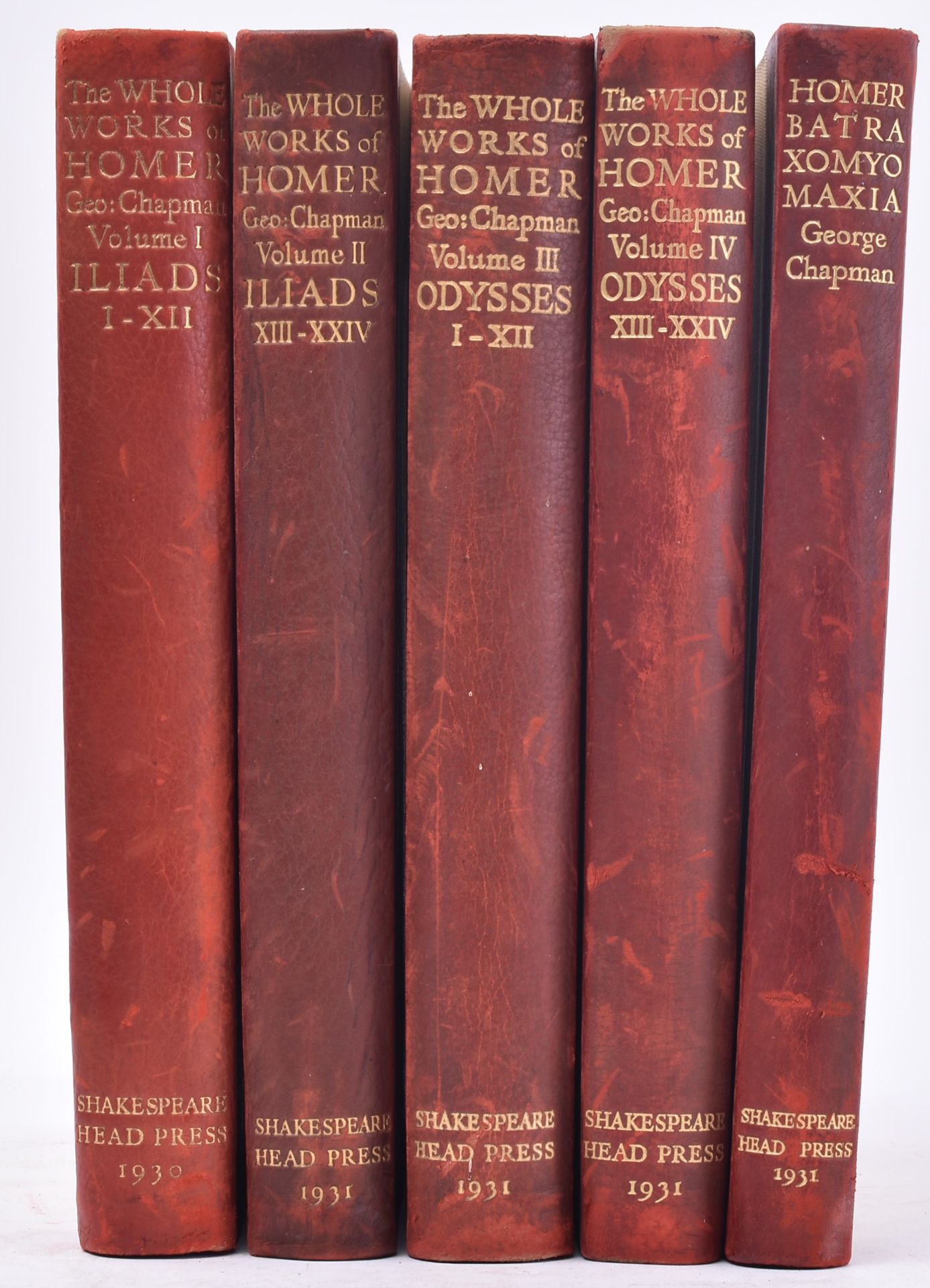 1930 - WORKS OF HOMER IN FIVE VOLUMES - SHAKESPEARE HEAD