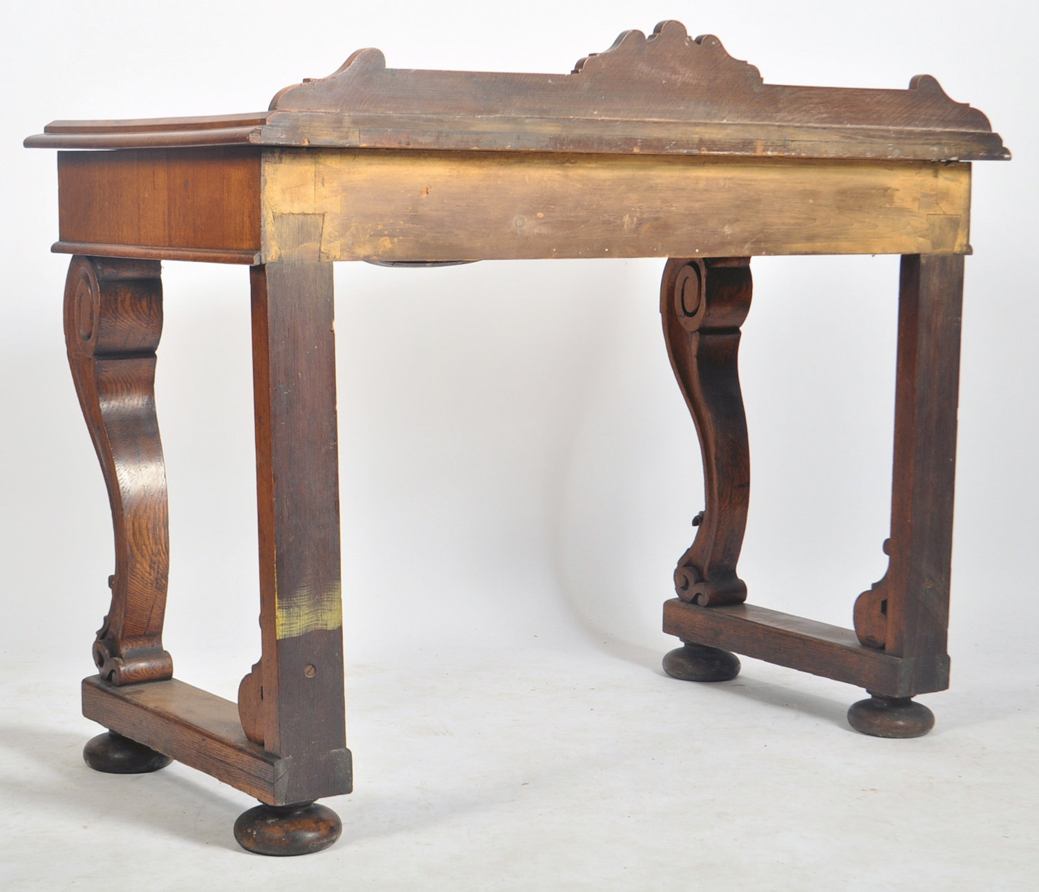 HIGH VICTORIAN 19TH CENTURY OAK SERPENTINE CONSOLE TABLE - Image 5 of 5