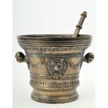 17TH CENTURY LARGE BRONZE PESTLE AND MORTAR
