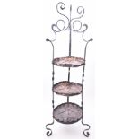 ART NOUVEAU COPPER & WROUGHT IRON CAKE STAND WHATNOT