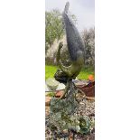 LARGE CONTEMPORARY BRONZE WORKED MERMAID SCULPTURE