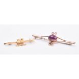 TWO 9CT GOLD LADIES DRESS BROOCH PINS
