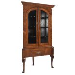 19TH CENTURY QUEEN ANNE REVIVAL WALNUT CABINET ON STAND