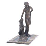 FRANZ BERGMANN - BRONZE FIGURE OF WOMAN & PANTHER ON RUG