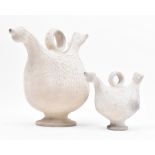 MANNER OF JEAN DERVAL - PAIR 20TH CENTURY POTTERY BIRD JUGS