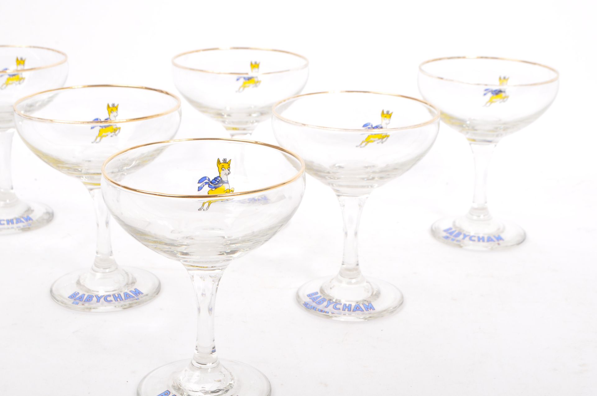 SIX VINTAGE BABYCHAM COCKTAIL COUPE GLASSES - Image 2 of 5