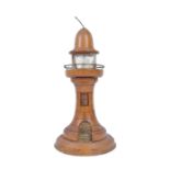 RETRO VINTAGE CONTINENTAL TEAK LIGHTHOUSE SHAPED DESK LAMP