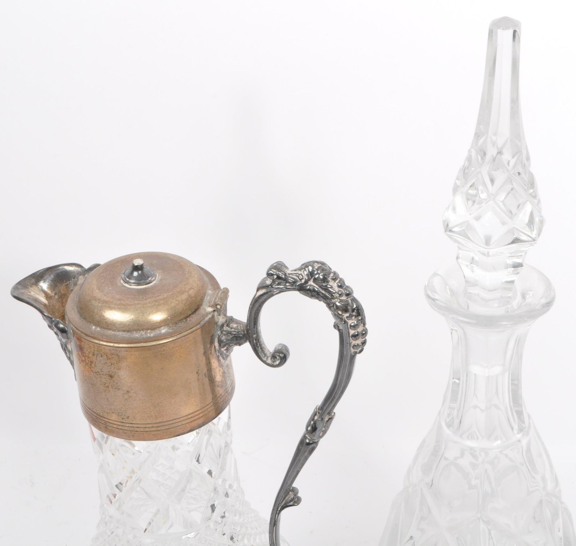 FOUR 20TH CENTURY SILVER PLATED CUT GLASS DECANTERS - Image 5 of 6
