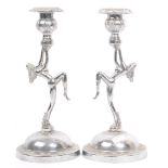 PAIR OF ART DECO NUDE DANCING LADY CANDLE STICK HOLDERS