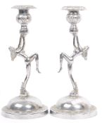 PAIR OF ART DECO NUDE DANCING LADY CANDLE STICK HOLDERS