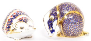 ROYAL CROWN DERBY - TWO ANIMAL BONE CHINA PAPERWEIGHTS
