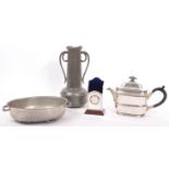 COLLECTION OF PEWTER ITEMS WITH SILVER PLATED ITEMS