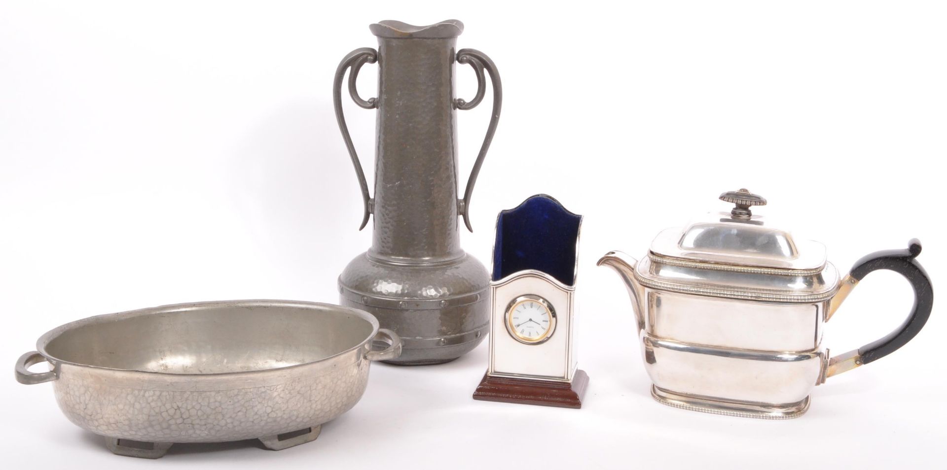 COLLECTION OF PEWTER ITEMS WITH SILVER PLATED ITEMS