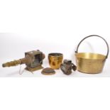 COLLECTION OF BRASS ITEMS SIDE LAMP SILVER KING