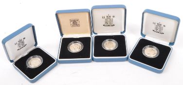 SET OF FOUR ROYAL MINT SILVER PROOF ONE POUND / £1 COINS