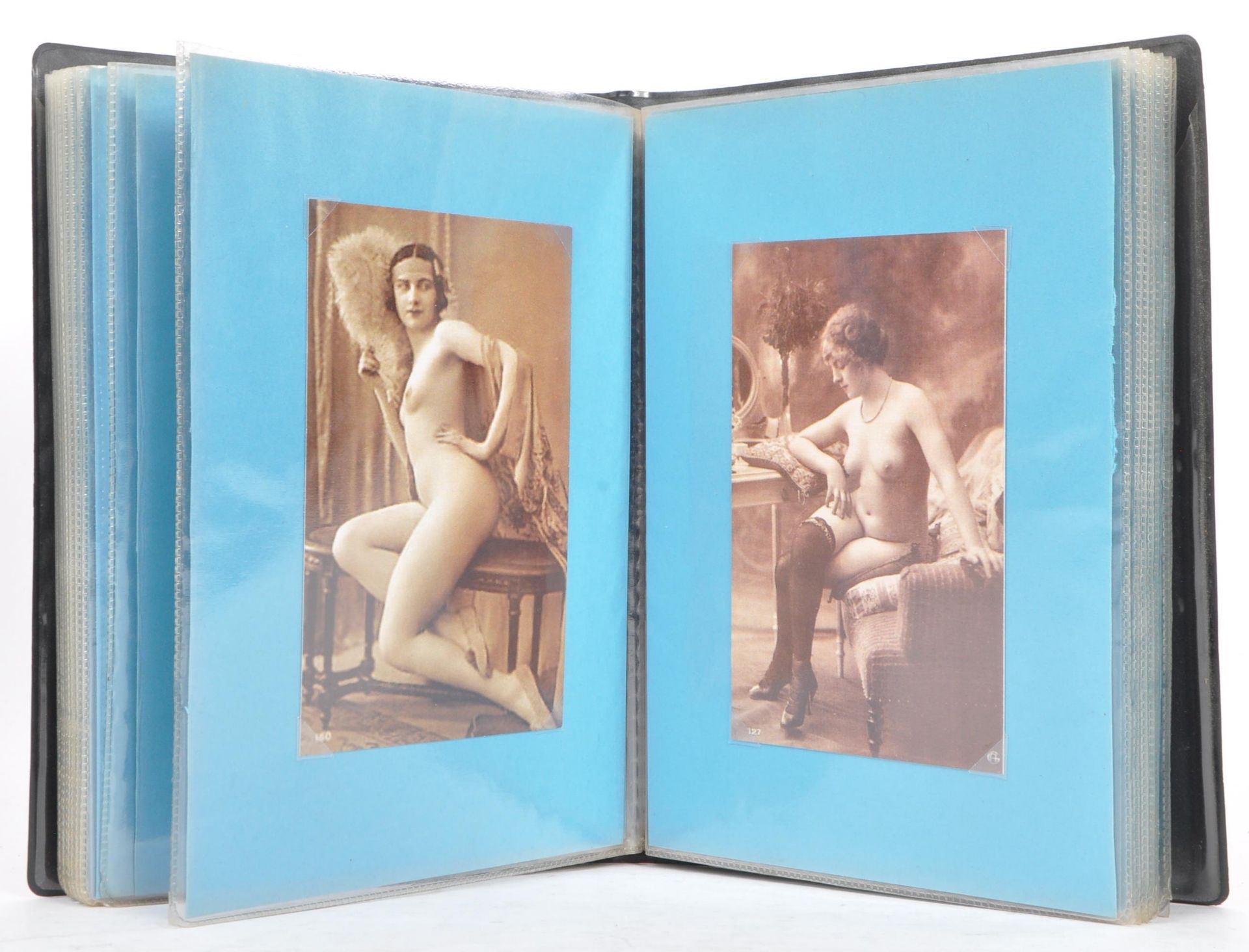 ALBUM OF FORTY FRENCH EROTIC REPRODUCTION SEPIA POSTCARDS - Image 2 of 6