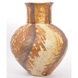 VINTAGE EARTHENWARE BULBOUS STUDIO VASE BY SUSAN BRACHER