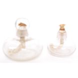 TWO 20TH CENTURY GLASS OPEN FLAME LACEMAKERS LAMPS