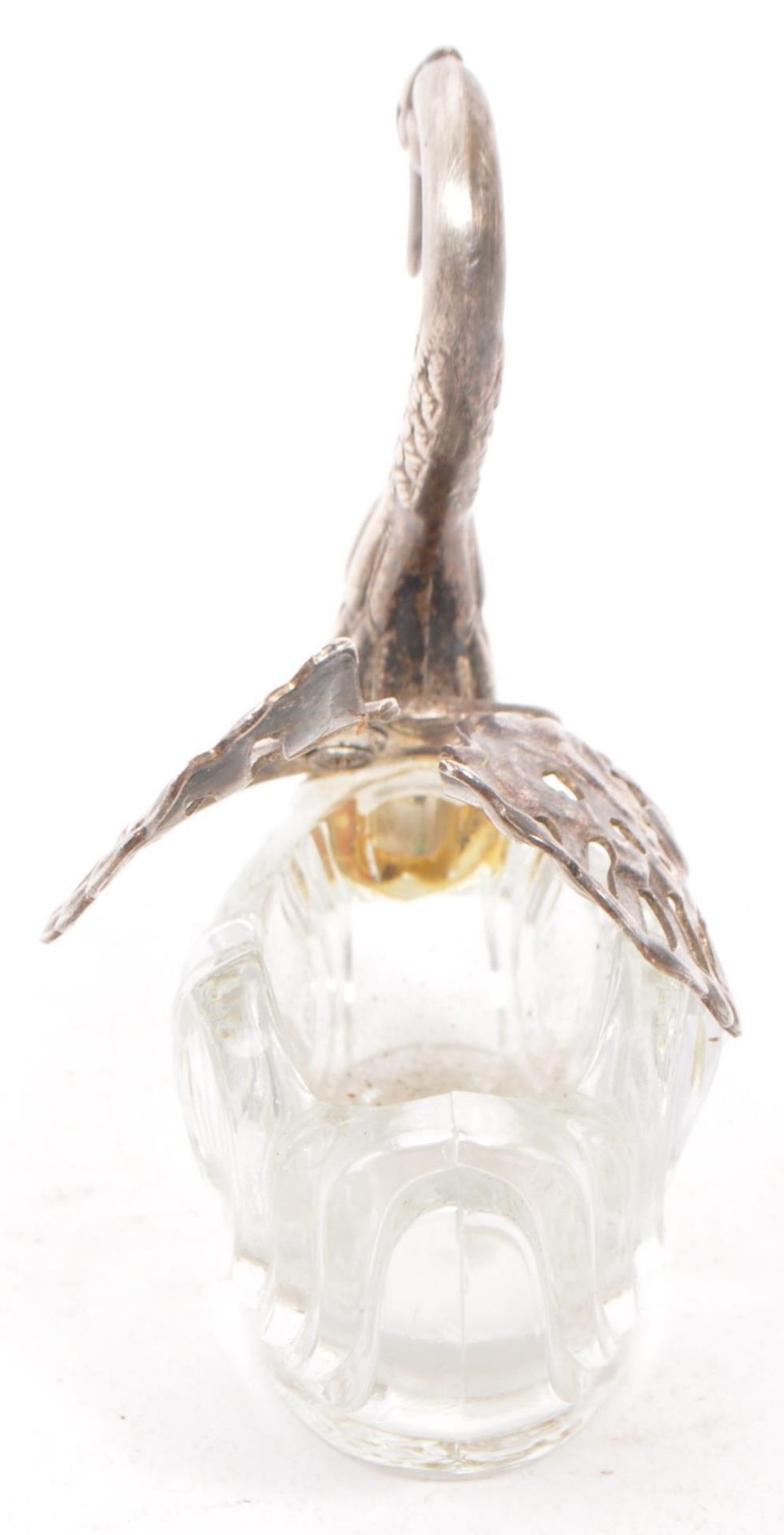 VICTORIAN 19TH CENTURY GLASS & WHITE METAL SWAN SALT HOLDER - Bild 6 aus 8
