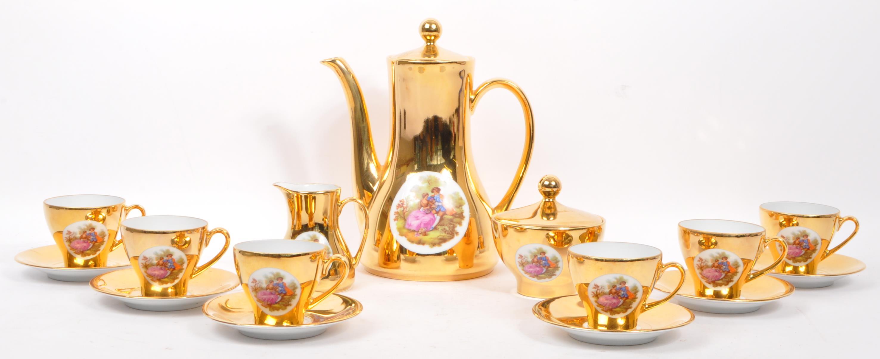 MID CENTURY RHEINPFALZ HARTPORZELLAN GILT TEA SERVICE