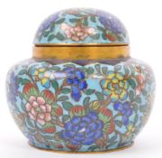 19TH CENTURY CHINESE CLOISONNE INKWELL LIDDED POT