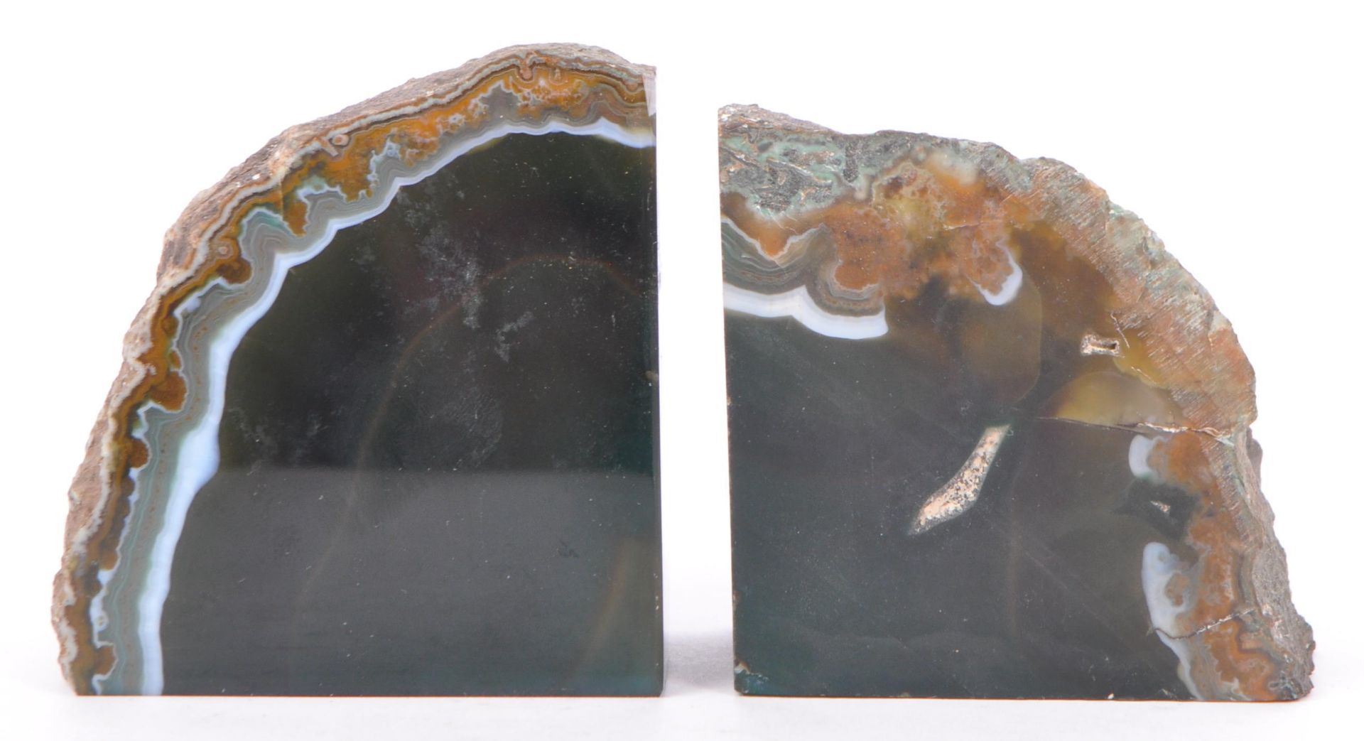 PAIR OF GEODE ROCK AMMONITE CRYSTAL ROCK BOOK ENDS