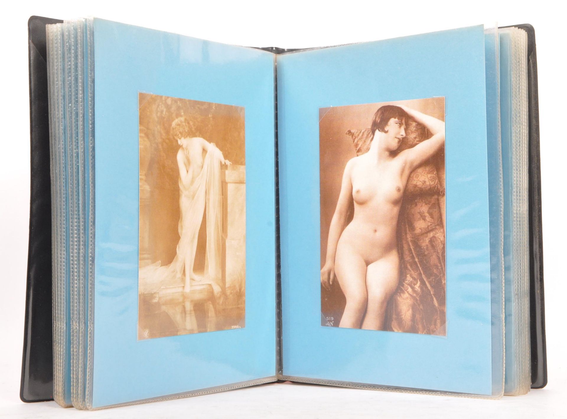 ALBUM OF FORTY FRENCH EROTIC REPRODUCTION SEPIA POSTCARDS