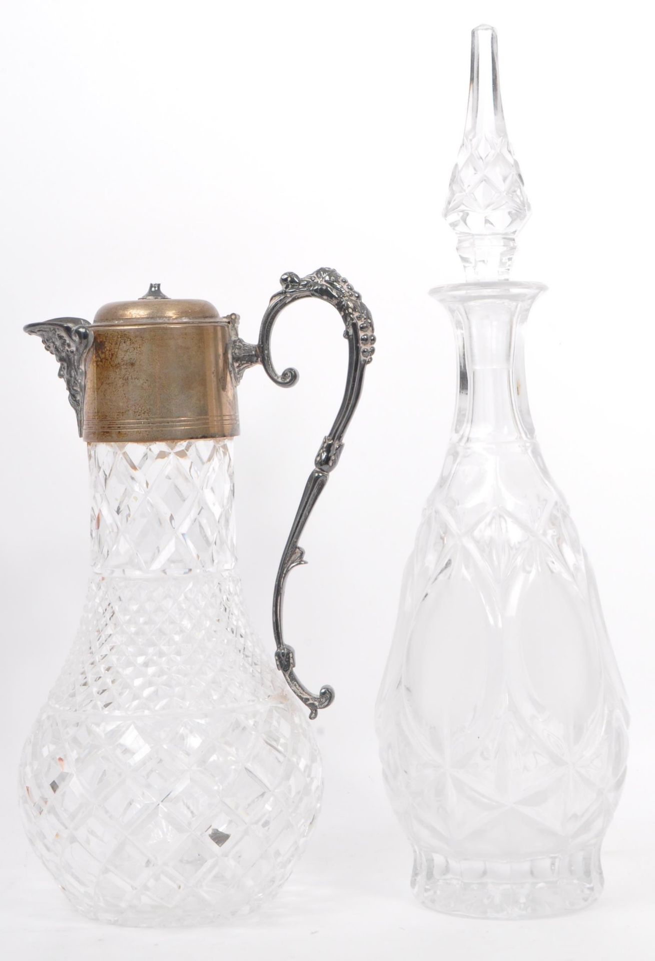 FOUR 20TH CENTURY SILVER PLATED CUT GLASS DECANTERS - Image 4 of 6