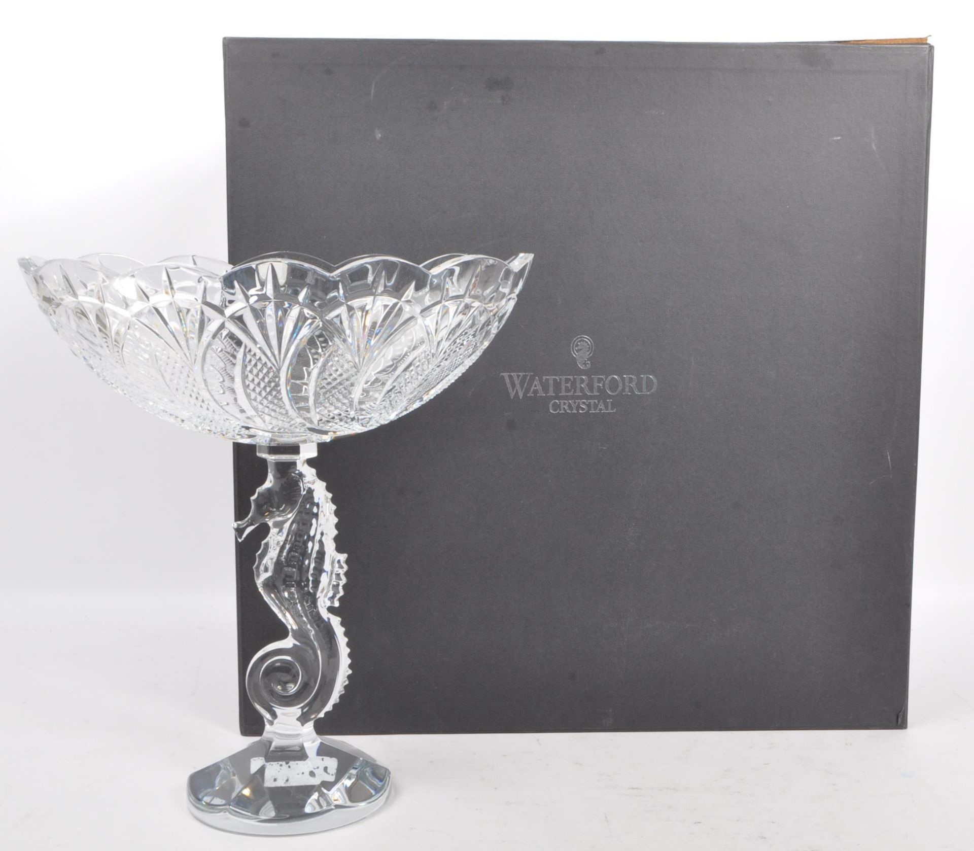WATERFORD CRYSTAL GLASS - SEAHORSE TAZZA CENTREPIECE NOS