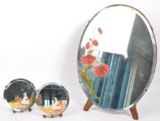 EARLY TO MID 20TH CENTURY SET OF THREE HAND DECORATED MIRRORS
