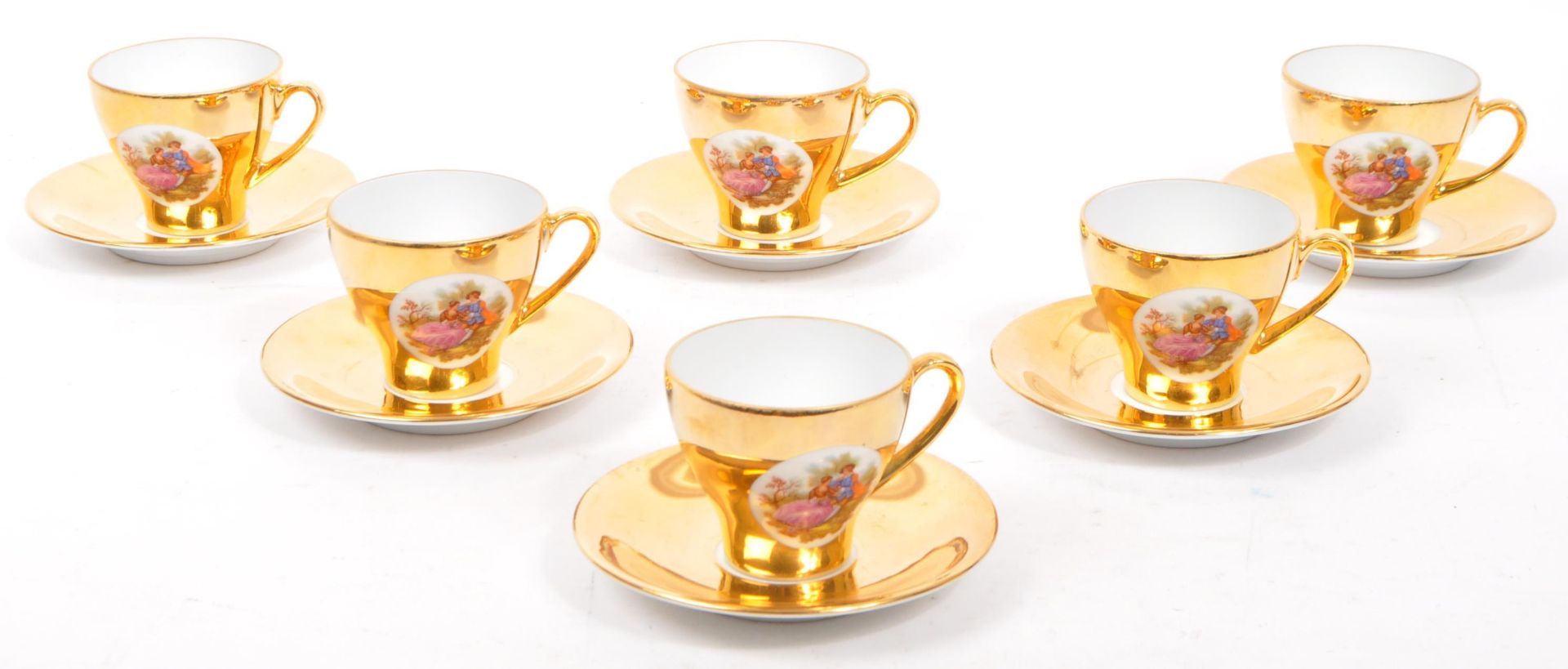 MID CENTURY RHEINPFALZ HARTPORZELLAN GILT TEA SERVICE - Image 5 of 7