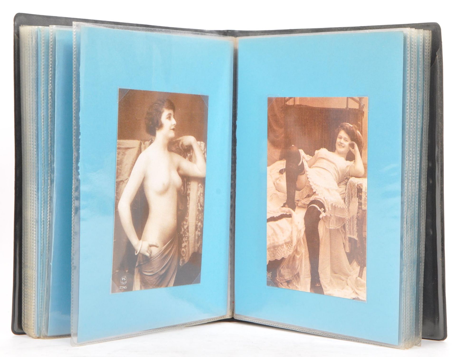 ALBUM OF FORTY FRENCH EROTIC REPRODUCTION SEPIA POSTCARDS - Image 3 of 6