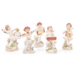 CAPODIMONTE - COLLECTION OF FIVE PORCELAIN CHERUBS