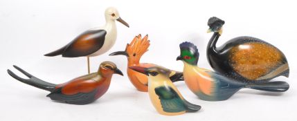 FEATHERS OF KNYSNA - SOUTH AFRICA - SIX CARVED WOOD BIRDS