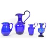 BRISTOL BLUE - COLLECTION OF BLUE GLASS HANDLED JUGS