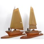 PAIR OF MID 20TH CENTURY WOODEN SAILING BOAT LAMPS