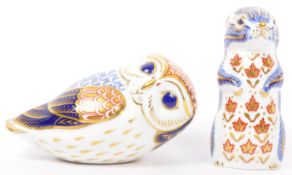 ROYAL CROWN DERBY - TWO ANIMAL BONE CHINA PAPERWIEGHTS