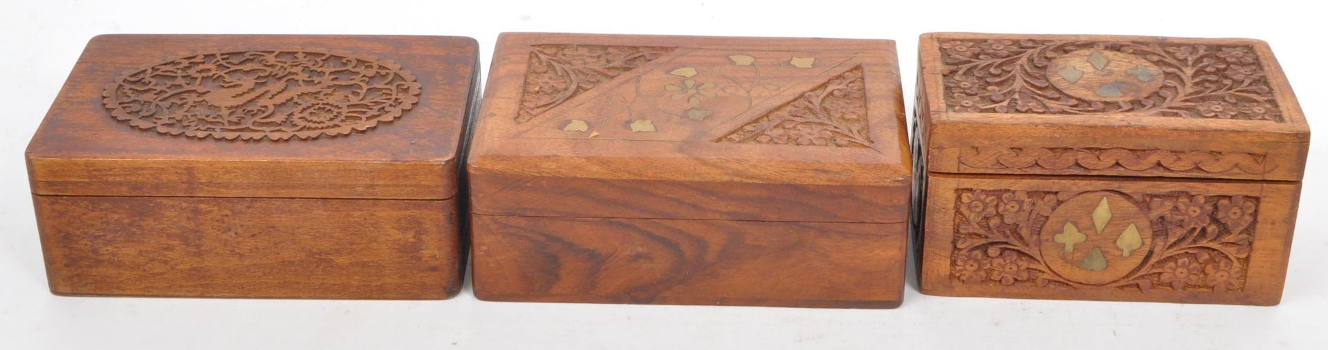 COLLECTION OF VINTAGE 20TH CENTURY CARVED & INLAID BOXES - Image 6 of 8