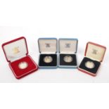 SET OF FOUR ROYAL MINT SILVER PROOF ONE POUND / £1 COINS