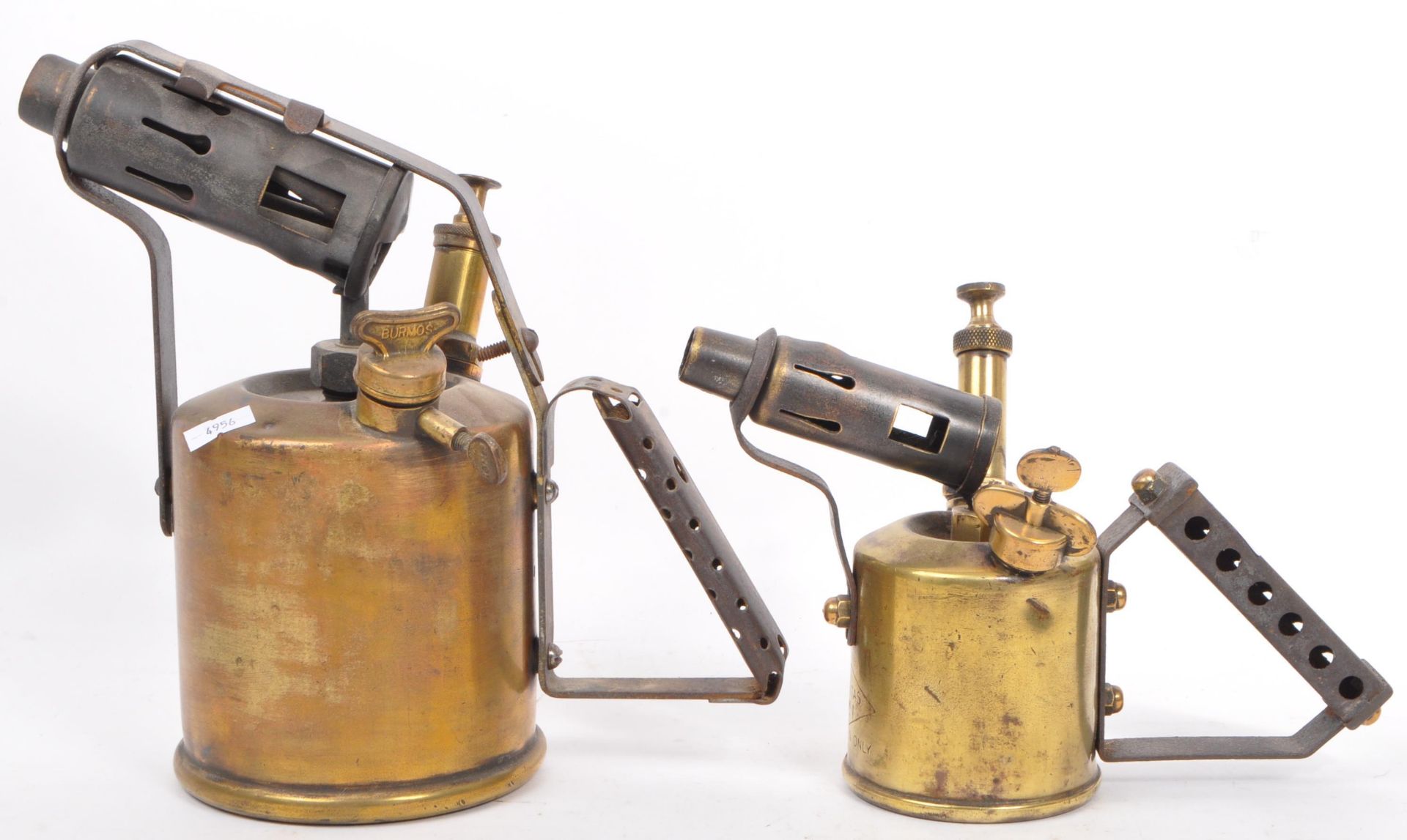 TWO VINTAGE 20TH CENTURY ENGLISH BRASS BLOW TORCHES - Image 3 of 5